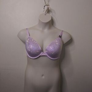Victoria's Secret Rhinestone Studded Lavender Very Sexy Low Cut Demi Bra 36DD